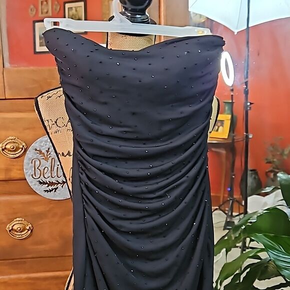 Cache Strapless Black Midi Cocktail dress size 4 - Picture 3 of 13